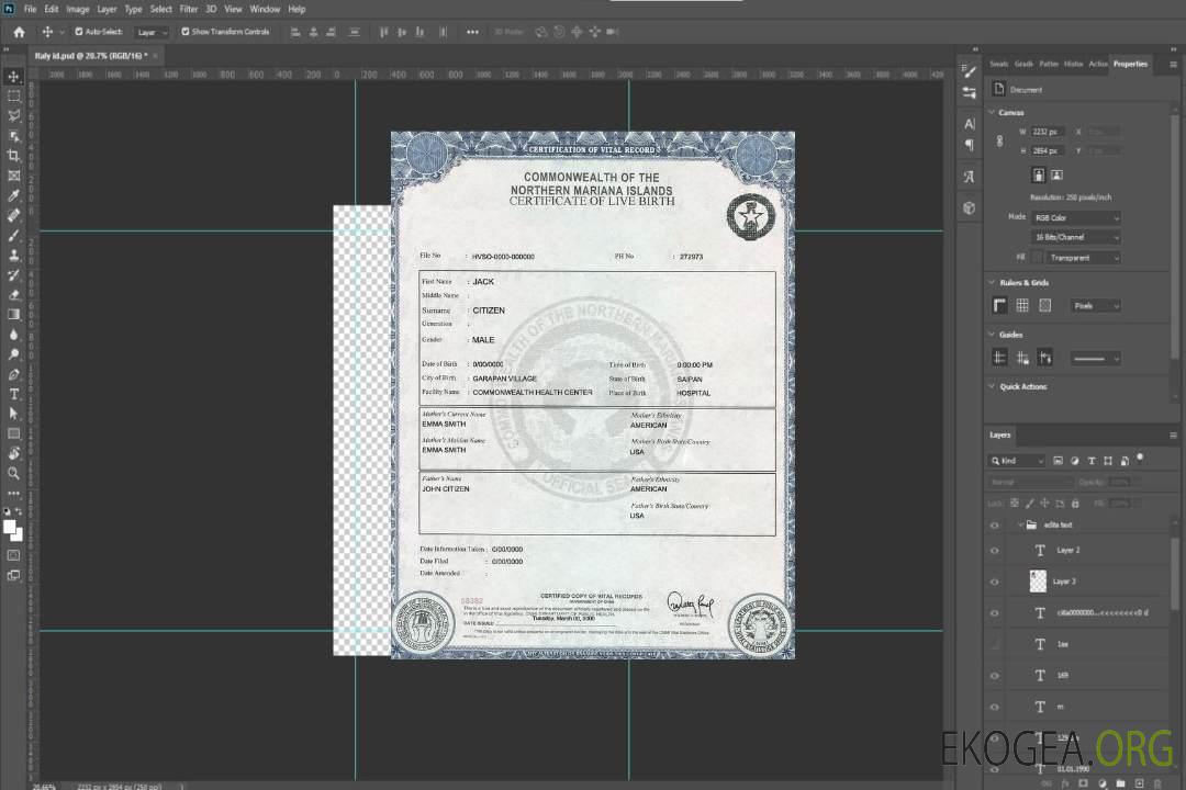 Acte de naissance des îles Mariannes du Nord des États-Unis template Acte de naissance des îles Mariannes du Nord des États-Unis template